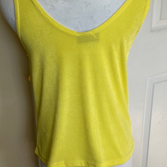 FashQue Stretch Camisole Women's S Bright Yellow w/Lace Tank Top EUC - Picture 5 of 6